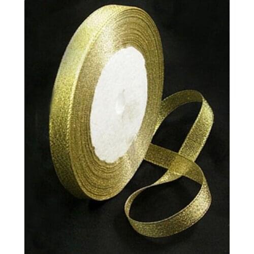 25 yards Organza Ribbon Lace Glitter Shiny Gold- 10mm wide 7LS17