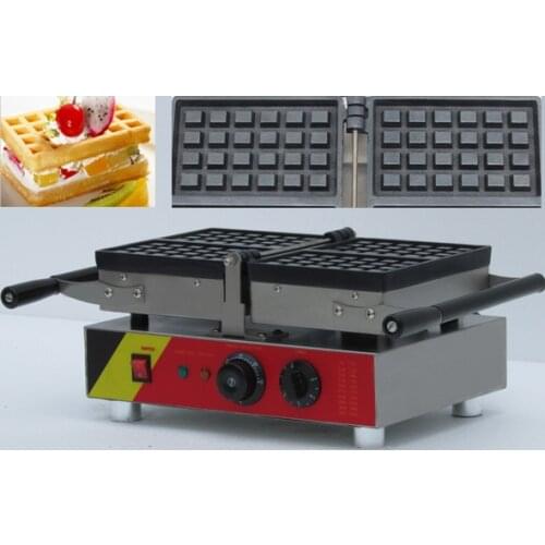 4pcs commecial electric rectangle liege waffle maker machine with 180 degree design for easy clean