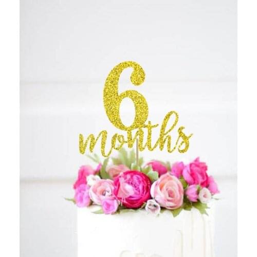 6 months cake topper, 1/2 Birthday Gold Glitter Topper~Half Birthday Cake Topper~Glitter Banner~Cake decor