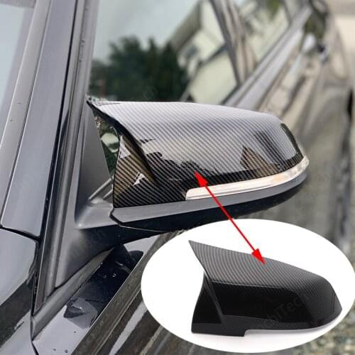 2pcs Auto Car Rear View Side Mirror Cover Trim For BMW F20 F21 F22 F23 F30 F31 F32 F36 X1 E84 F87 M2 Carbon Fiber Style