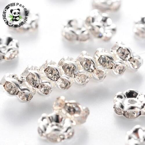 100pcs 5mm Silver Color Rondelle Brass Rhinestone Loose Spacer Beads Grade A for Jewelry Making DIY Bracelet Necklace hole:1mm