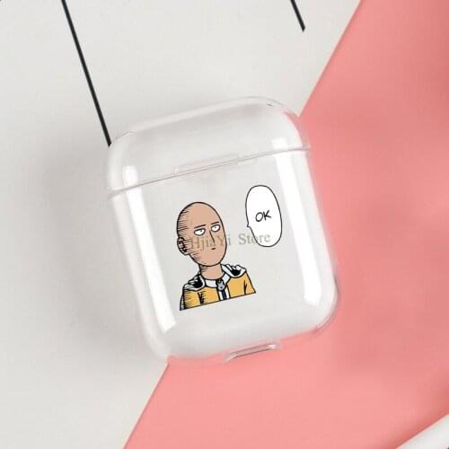 ANIME One Punch Man Saitama Cases For Apple AirPods 1 2 Case Clear Wireless Bluetooth Earphone Case Protective Shell