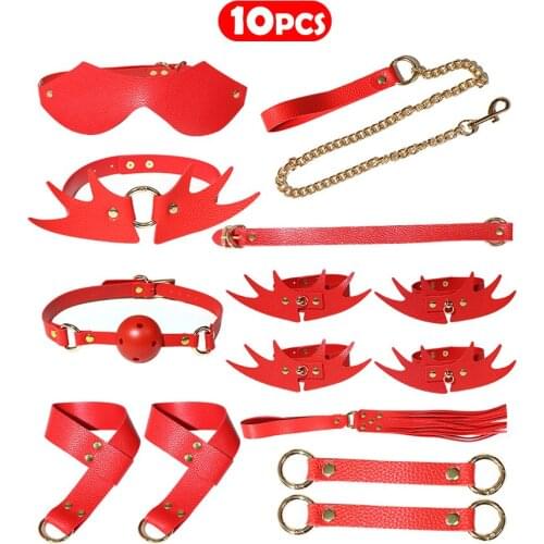 Erotic Toys 10 pcs Adult BDSM Sex Toys Bondage Kit Restraints Suit Slave Bondage Gear for Couples SM Products