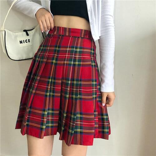 High Waist Gothic Punk Style Pleated Skirt Goth Skirt Plus Size Goth Skirt Red Skirt Lengthen Size Gothic Skirt Harajuku Skirt