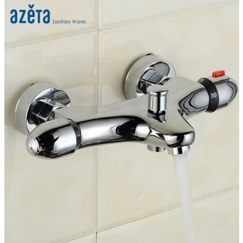 Chrome Plated Bathroom Thermostatic Bathtub Faucet ABS Plastic Double Handle Temperature Control Mixer Tap MK6401A