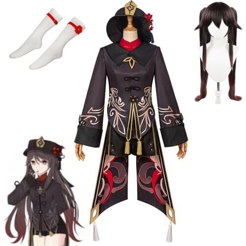 Game Genshin Impact Hu Tao Cosplay Costume Anime Outfits Dress Halloween Carnival Women Girl Uniforms New