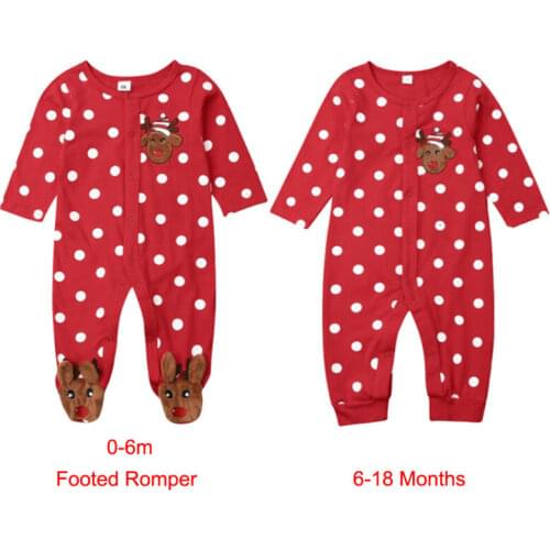 0-18M My First Christmas Baby Boy Girl Rompers Newborn Infant Baby Cartoon Deer Red Jumpsuit Playsuit Xmas Baby Costumes