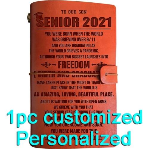 Engraved Leather journal personalized graduation gifts to our son BJ070 Customized Notebook A5 Dropshipping Supplier US Store