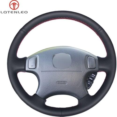 LQTENLEO Black Genuine Leather Car Steering Wheel Cover For Honda CRV CR-V Accord 6 Odyssey Prelude 1996-2002 Acura CL 1998-2003