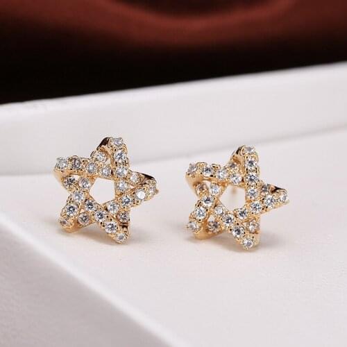 DE221 Fashion Delicacy 4A Zircon Five-pointed Star Geometry Ear Stud GIRLS Gift Party Banquet WOMENS Jewelry Earrings 2021