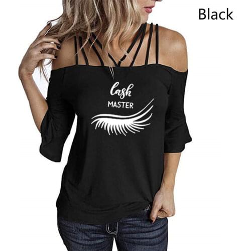 Eye lashes extensions T Shirt Eyes Lashes Lash Popular Best Quality strapless T-shirt Ladies Causal Tee Shirt Clothes Tops
