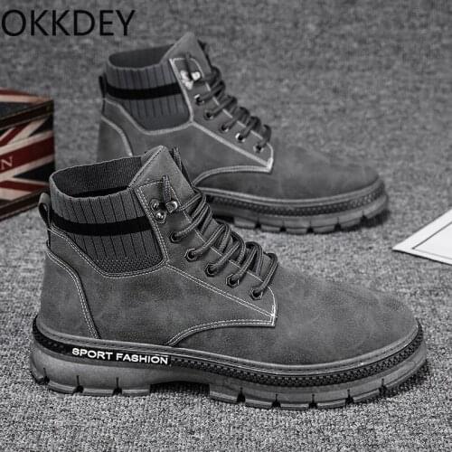 Autumn new mens Martin boots mens fashion boots Korean casual shoes mens work wear boots top boots high top mens shoes