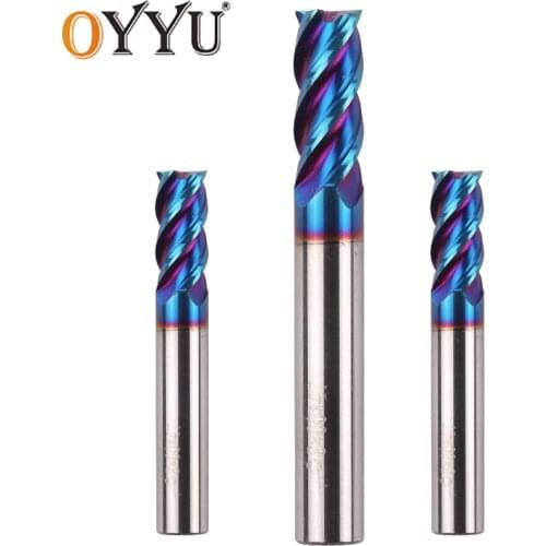 OYYU 4 Flute Endmill HRC65 Face Mill 4F 1mm 2mm 3mm 4mm 5mm 6mm 8mm 10mm 12mm 16mm 18mm 20mm Milling Cutter CNC Endmills