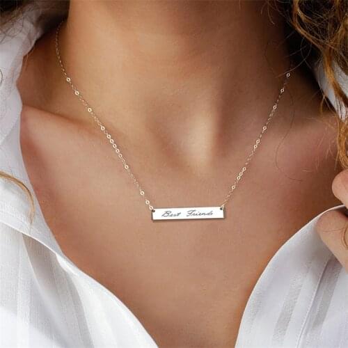 Engraved Bar Necklace Custom Name for Women Men Stainless Steel Personalized Pendant Chain Customized Jewelry Gift