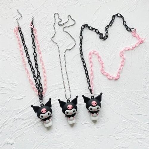Sanrio My Melody Necklace Jewelry Cute Dark Wind Black Sweet Kuromi girl boy Necklace hello kitty Necklace Jewelry