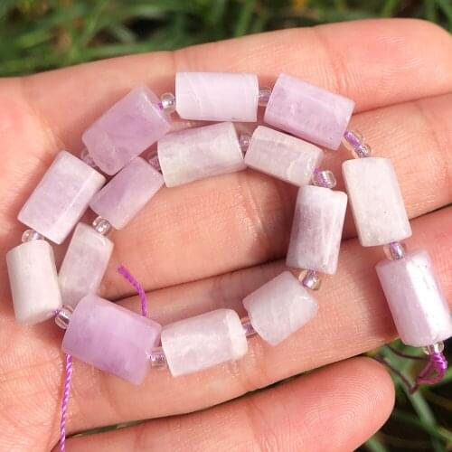 Natural Faceted Kunzite Purple Spodumene Stone Cylinder Loose Beads For Jewelry Making DIY Bracelet Charms Accessories 7.5INCHES