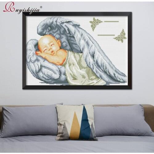 RUYISHIJIA 5D Diamond Painting Full Drill Square Diamond Mosaic Embroidery Pictures of Rhinestones diamant Angels baby