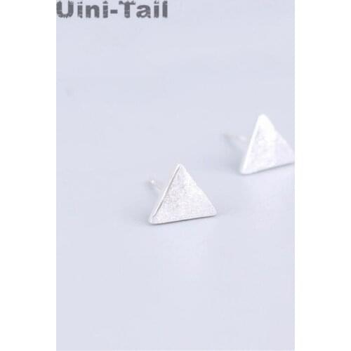 Uini-Tail 925 Sterling Silver Stud Earrings Simple Fashion Girls Brushed Triangle Stud Earrings Brushed Scrub Earrings Wholesale