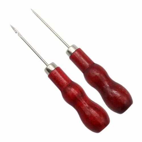 Useful Leather Wood Handle Awl Hook Tools Leathercraf thandmade leather metal awl For Handmade Repair Craft Accessories