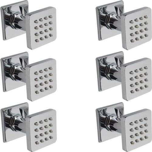 Solid Brass Shower Body Spray Spa Massage Wall Jets, Flow Can Be Controlled, Showerhead Can Swivel (6pcs, Polished Chrome)