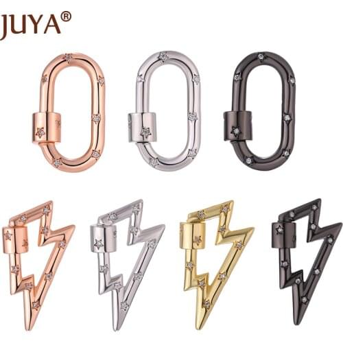 Solid Color Copper Inlaid Zircon Screw Clasps Carabiner For Women Jewelry Accessories DIY Necklace Bracelets Supplies