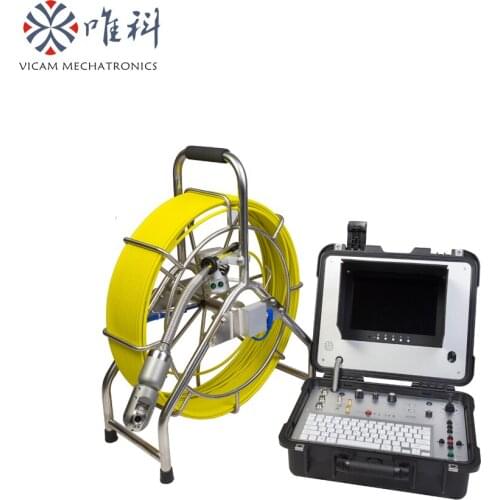 Vicam pipe inspection camera system Pan Tilt 50mm camera with Dia 7mm fiberglass 60m/80m cable reel made in China