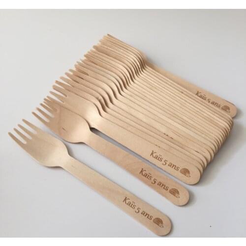 25pcs Customized Wooden Forks for Cake Taking Boxes 5 Years Birthday Party Dessert Ice Cream Tasting Fork with Hedgehog