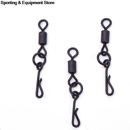 20pcs Fishing Rolling Swivels With Quick Change Snaps Carp Rigs Long Body Swivel