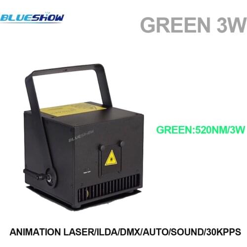 520nm Cartoon Laser Green 3w Lazer Light DJ Laser Lights 3000mW Animation Stage Light ILDA 30kpps DMX lights dj bar party club