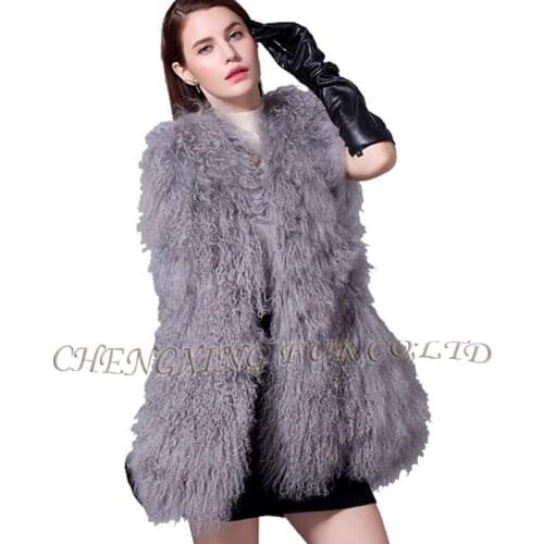 CX-G-B-101 Real Tibetan Sheep Fur New Fashion Women Winter Fur Coat Slim Warm Plus Size Fur Vest