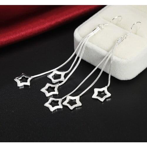 Wholesale New 925 Sterling Silver Earrings Rose Flower Earrings Tassel Earrings Woman Jewelry Wedding Wedding Jewelry Gifts