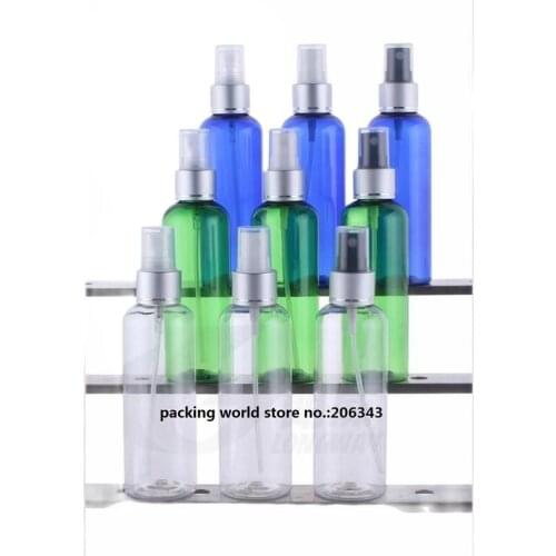 100ml round shoulder plastic PET bottle with mist sprayer pump for toner/water/perfume/sprayer cosmetic packing skin care