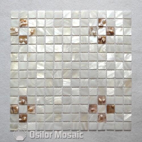 100% natural Chinese freshwater shell mother of pearl mosaic tile with pearl for kithen and washroom decoration wall tile