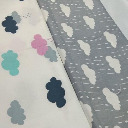 100% Plain Cotton viaPhil Rainbow Color Cloud & Grey Cloud Printed Fabric Patchwork Cloth Dress Home Decor