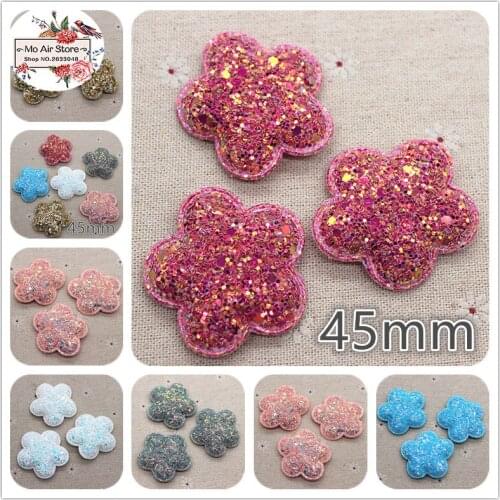 12pcs bling slap-up flower Non-woven patches glitter Felt Appliques for clothes Sewing Supplies DIY craft hair bow center