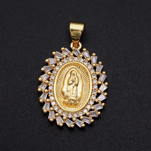 17x27mm CZ Zircon DIY Jewelry Virgin Mary Charm Pendant Wholesale Jewellwery Finding Supplies Bracelet Making Charm