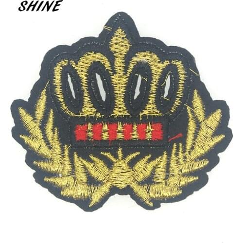 2pcs/lot Crown Embroidered Badges Iron On Patches For Clothing Motif Sticker DIY Craft Sewing Accessories 5.9x5.2cm