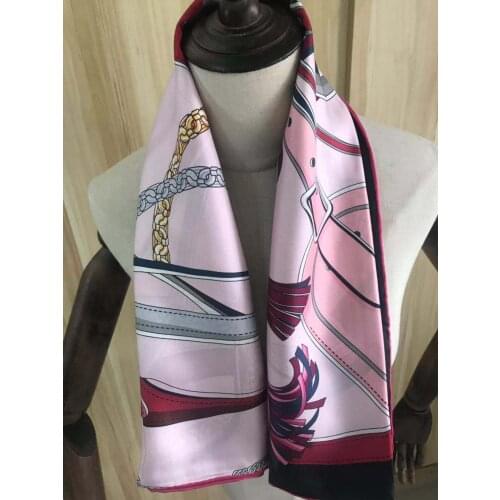 2021 new arrival spring summer pink 100% pure silk scarf twill hand made roll 90*90 cm shawl wrap for women lady