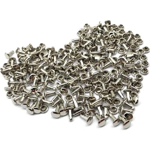 300 Sets 6x8mm Double Cap Rivets Round Rivet Leather Craft Punk Spike Studs Gold/Grey Black/Silver