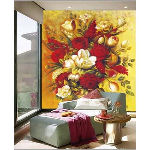 The custom 3D murals,Luxury oil paintings, flowers and vases papel de parede,living room sofa TV wall bedroom wall paper