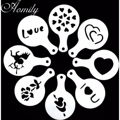 Amoliy 9Pcs Plastic Cake Stencils Flower Spray Stencils Birthday Cake Mold Christmas Decorating Fondant Template Bakery Tools