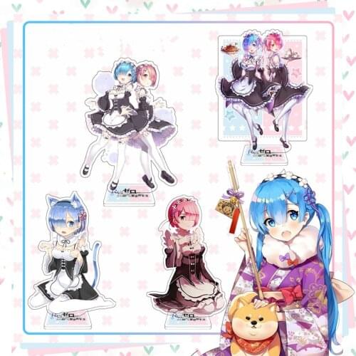 15cm Anime RE:ZERO Figure Acrylic Stand Model Toys Cute Kawaii Ram and Rem Action Figures Decoration DIY Cosplay Collection Gift