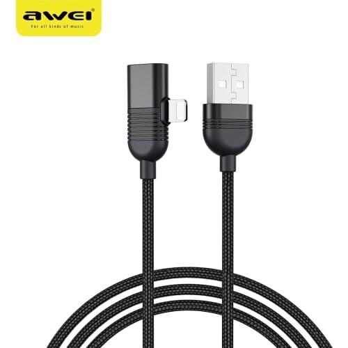 Awei CL-75 USB Charging 2A & Audio interface 2 in 1 Gaming Phone Cables Original Pure Sound Audio Converter For iP Phone