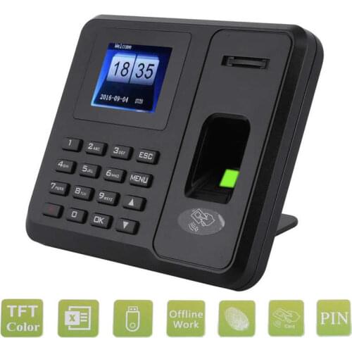 USB Standalone Time Attendance 2.4in TFT LCD Screen Password Fingerprint ID Card Recognition 110-270V