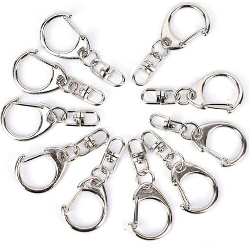 10pcs 50mm Polished Color Keyring Keychain Split Ring With Short Chain Key Rings Women Men DIY Key Chains Accessories