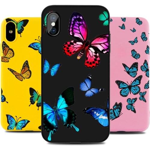 Fashion Phone Case for IPhone 6s 7 8 11 12 Mini Plus Pro X XS MAX XR Butterfly Cases Soft Silicone Fitted Back Accessories Cover
