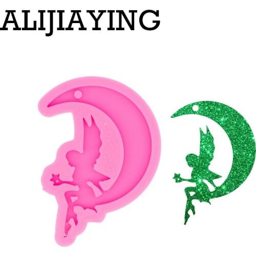 DY0514 Glossy Art Design MOONTINK Silicone Keychain Mold for Epoxy Jewelry Making DIY Crafts Necklace
