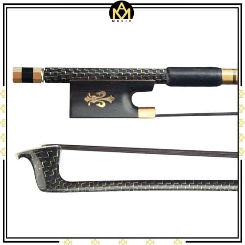 Exquisite Braided Caron Fiber Violin Bow Stick 4/4 Fiddle Bow Ebony Frog Fleur-de-lis Inlay Brass Accessories