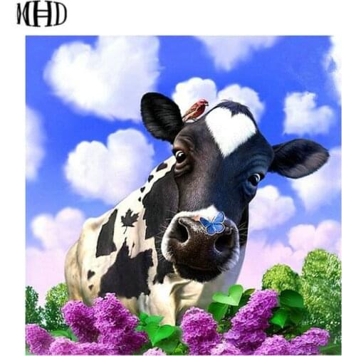 MHD Dairy Flower Picture Full Square / Round 5d diy Diamond Painting 3D Mosaic Diamond Cross Stitch Diamond Embroidery Cow