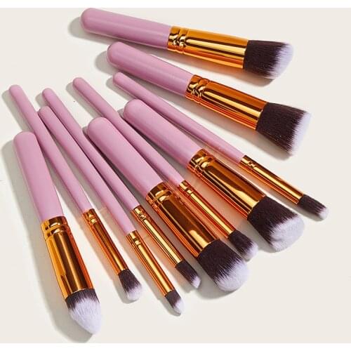 New 10pcs Cherry Pink Unicorn Brush Wooden Foundation Blending Power Eyeshadow Contour Face Cosmetic Beauty Make Up Brush
